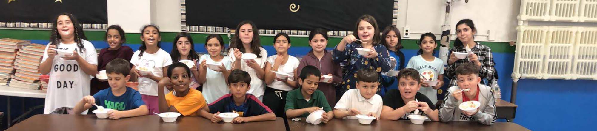 Elementary kids eating ice cream